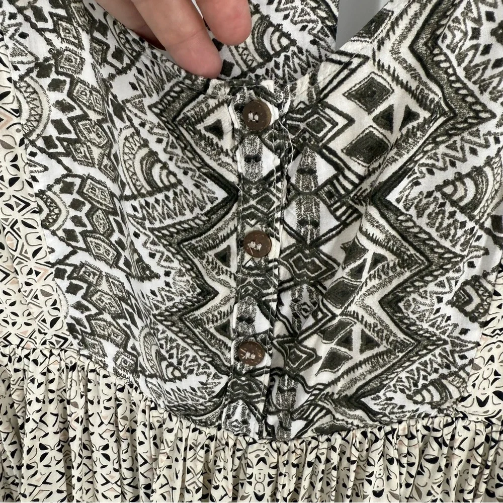 Free people sundown multi print open cut out back mini dress with pockets S